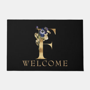 Paillasson BIENVENUE Black and Gold Fall Monogram F Doormat