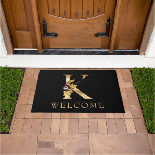 Paillasson BIENVENUE Black and Gold Fall Monogram L Doormat