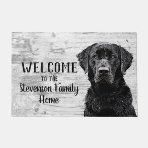Paillasson Bienvenue Black Lab Chien Animal Nom de famille Ac
