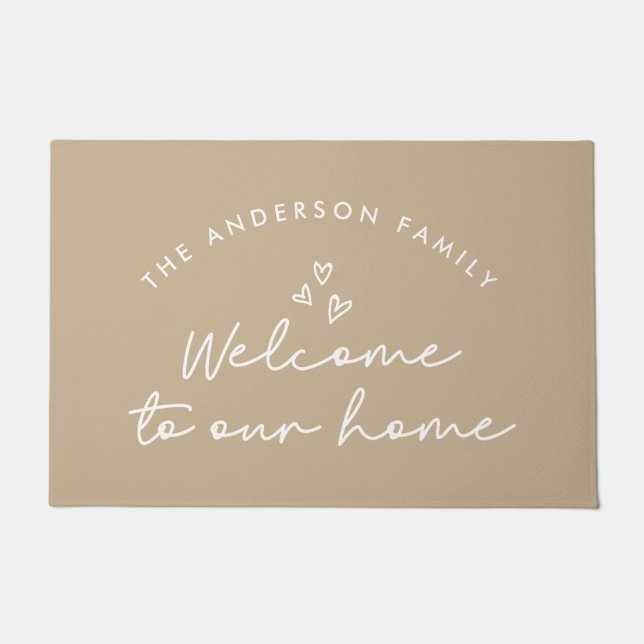 Paillasson Bienvenue dans notre maison script moderne écrin n (Devant)