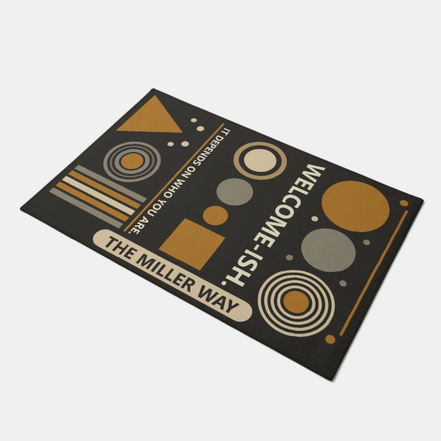 Paillasson Bienvenue - Design géométrique avec rebondissement (Incliné)