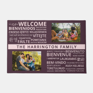 Paillasson BIENVENUE en langues avec VOTRE nom & 2 photos