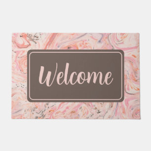 Paillasson Bienvenue en marbre rose élégant