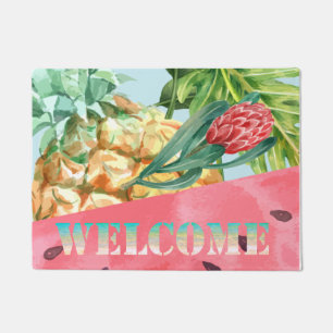 Paillasson Bienvenue feuilles de palmier d'hibiscus de pastèq