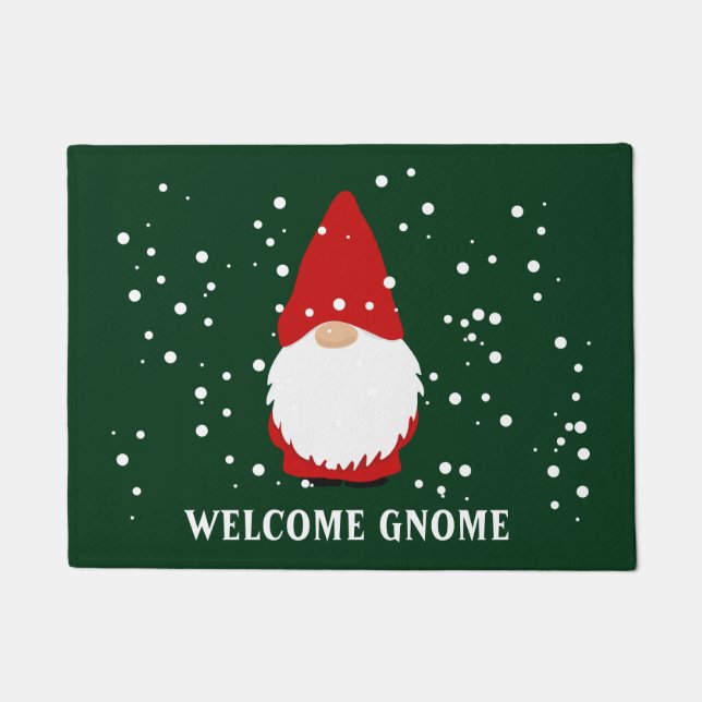 Paillasson Bienvenue Gnome drôle de conception de natte d'hiv (Devant)