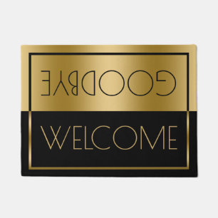 Paillasson Bienvenue Goodbye Gold & Black Geometry Design