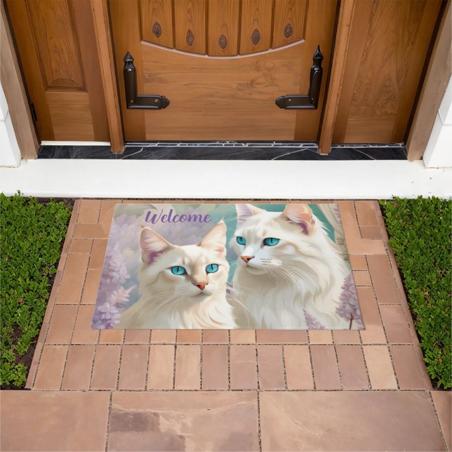 Paillasson Bienvenue Lynx Point Siamese Cat Portrait Art (De plein air)