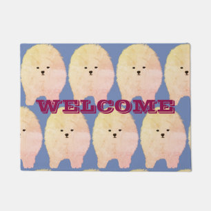 Paillasson Bienvenue mignon Fluffy Pomeranian Dog Dog Door Ma
