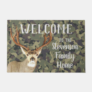 Paillasson Bienvenue Mule Deer Chasse Buck Antlers Camo