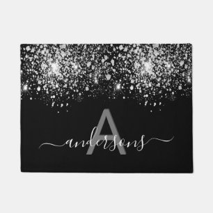 Paillasson Bienvenue noir argent parties scintillant famille