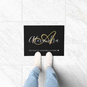 Paillasson Bienvenue nom de famille Monogramme Black Gold
