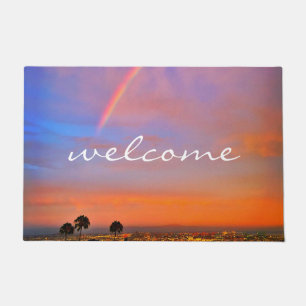 Paillasson Bienvenue Orange Blue Sunset Rainbow Photo Moderne
