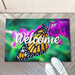 Paillasson Bienvenue Orange Monarch Papillon photo coloré