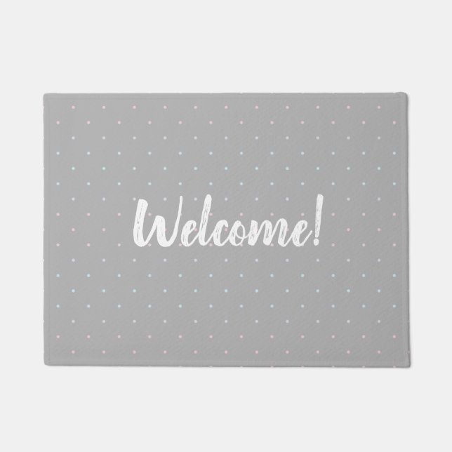 Paillasson Bienvenue Pastel Dot Motif Porte Mat (Devant)
