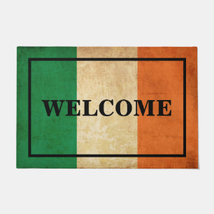 Paillasson BIENVENUE PERSONNALISABLE texte sur drapeau vintag