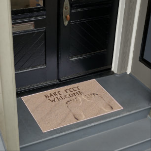 Paillasson Bienvenue Pieds Nus Empreintes Dans Le Sable