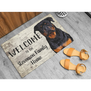 Paillasson Bienvenue Rottweiler Chien Animal Nom de famille A