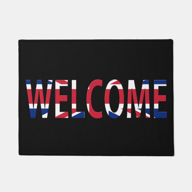Paillasson Bienvenue superposé sur le dmt Drapeau Union Jack (Devant)