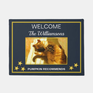 Paillasson Bienvenue sur le nom de l'animal de photo personna
