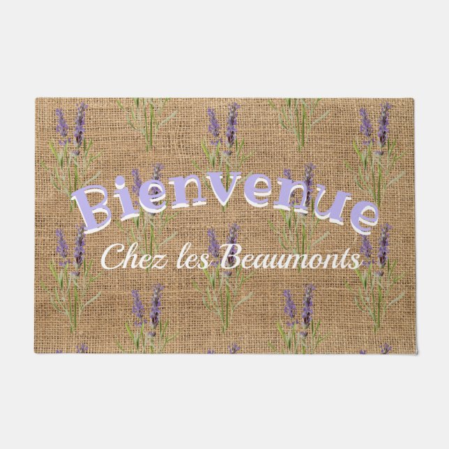 Paillasson Bienvenue - vintage lavande - rustique (Devant)