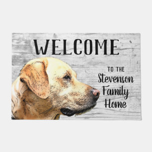 Paillasson Bienvenue Yellow Lab Nom de famille Accueil Chien 