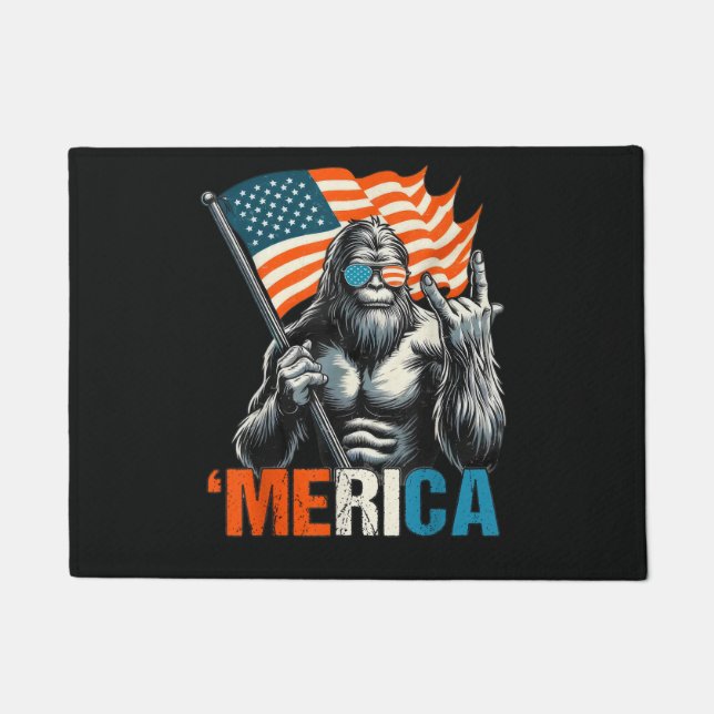 Paillasson Bigfoot Merica Rock Drapeau Américain (Devant)