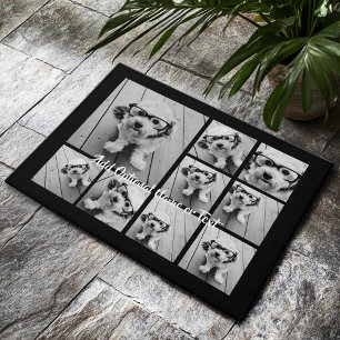 Paillasson Black 9 Photo Carré Collage - avec script blanc