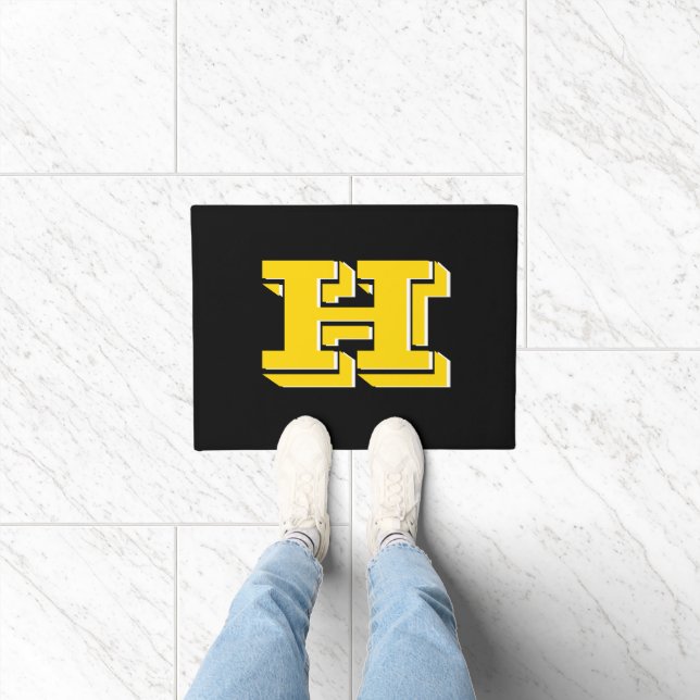 Paillasson Black and Gold School Pride Color Style Monogram (Intérieur)