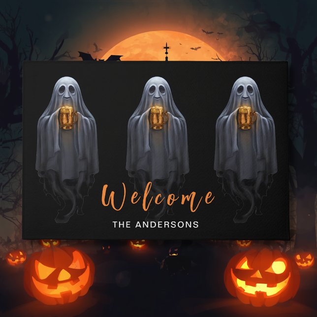 Paillasson Black Boos & Brews Fantôme Halloween (Créateur téléchargé)
