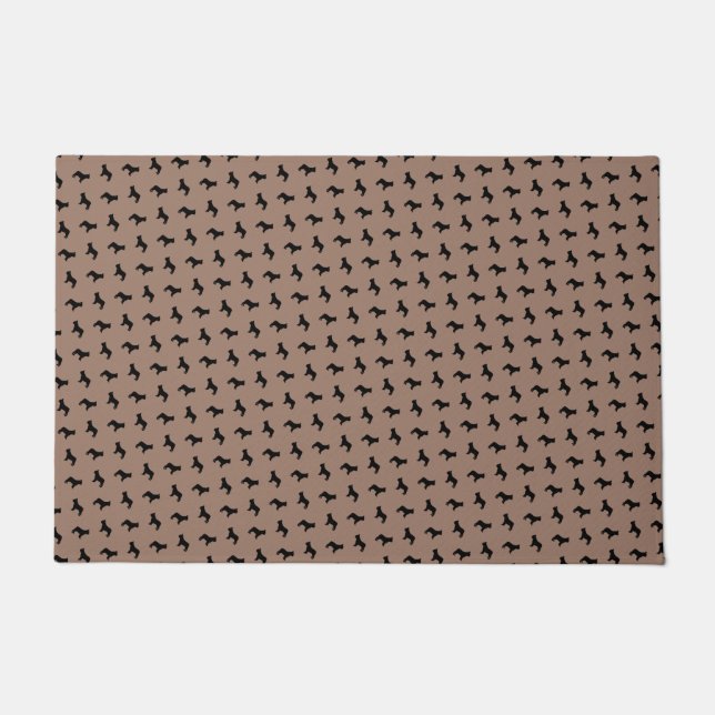 Paillasson Black French BullDog Silhouttes sur Khaki Beige (Devant)