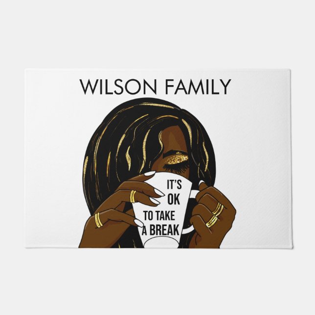 Paillasson Black Girl Afro Américaine Femme InspirationnelleC (Devant)