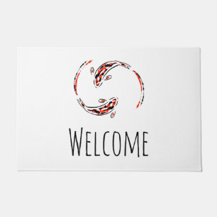 Paillasson Black & Red Japanese Koi Fish Artistic