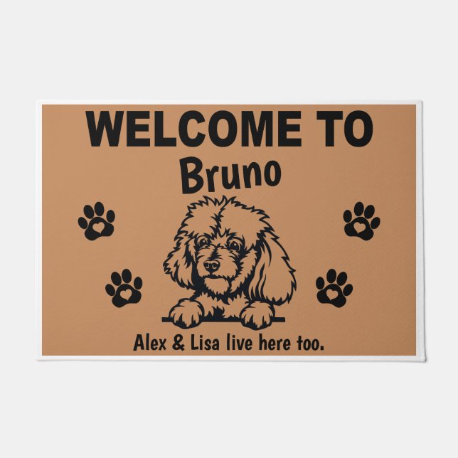 Paillasson Black Stand PoodlePersonalized Door Mat (Devant)