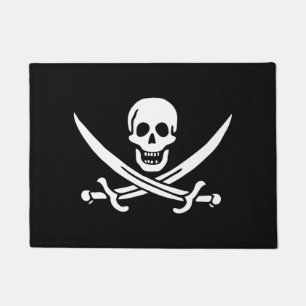 Paillasson Blanc, Drapeau Pirate Calico Jack, Crâne & Cutlass