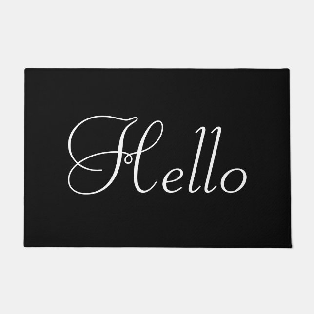 Paillasson Blanc Hello sur Noir (Devant)