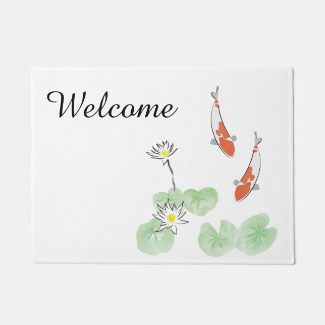 Paillasson Blanc Koi Pond personnalisé (Devant)