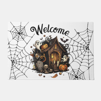 Paillasson 🎃 blanc saison Éffrayante Haunted House Door Mat