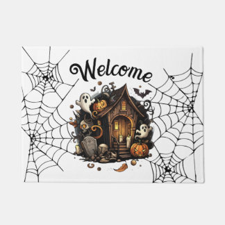 Paillasson 🎃 blanc saison Éffrayante Haunted House Door Mat