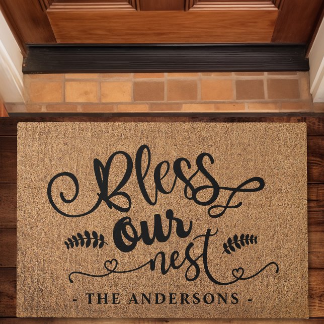 Paillasson Bless Our Nest personnalisé Faux Burlap Doormat (Créateur téléchargé)