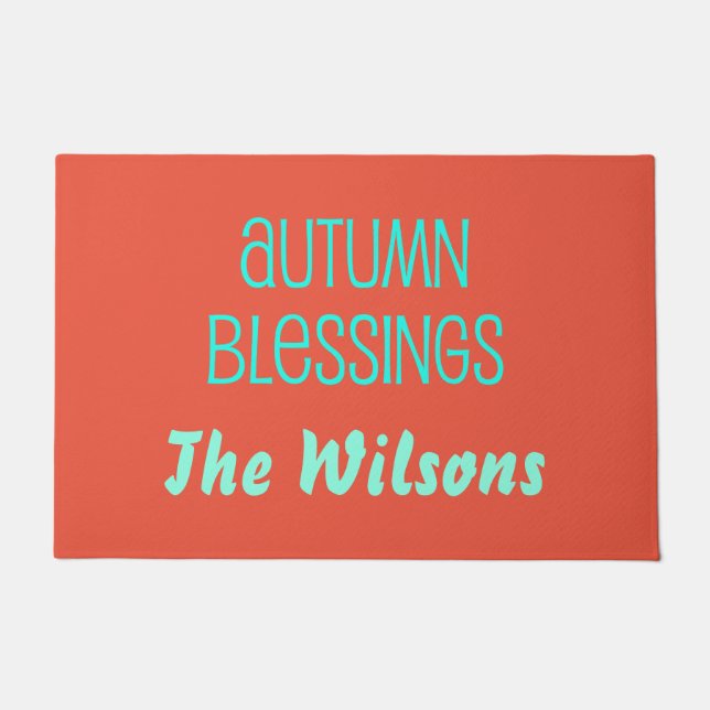 Paillasson Blessures d'automne bleu et orange (Devant)