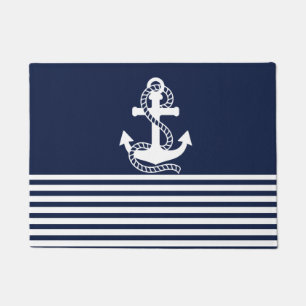 Paillasson Bleu blanc de la marine et Ancre blanche