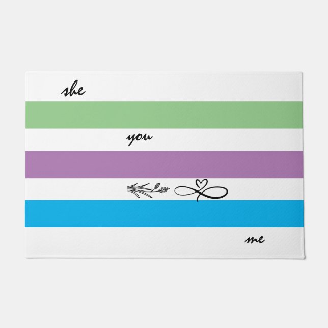 Paillasson bleu blanc et vert mat motif personnalisé (Devant)