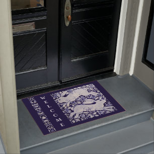 Paillasson Bleu Blanc Lapin Bunny Bienvenue Carrelage Art Gra