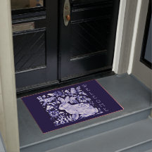 Bleu & Blanc Rabbit Oiseau Bienvenue Floral Dedham