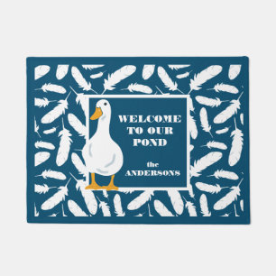 Paillasson Bleu bleu marine de canard blanc personnalisé