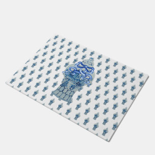 Paillasson Bleu de couronne et blanc Ginger Jar