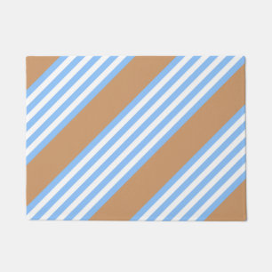 Paillasson Bleu et blanc cinq bandes motif avec bronze
