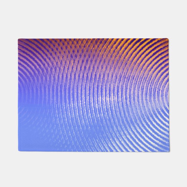 Paillasson Bleu et orange, ondes sonores motif (Devant)