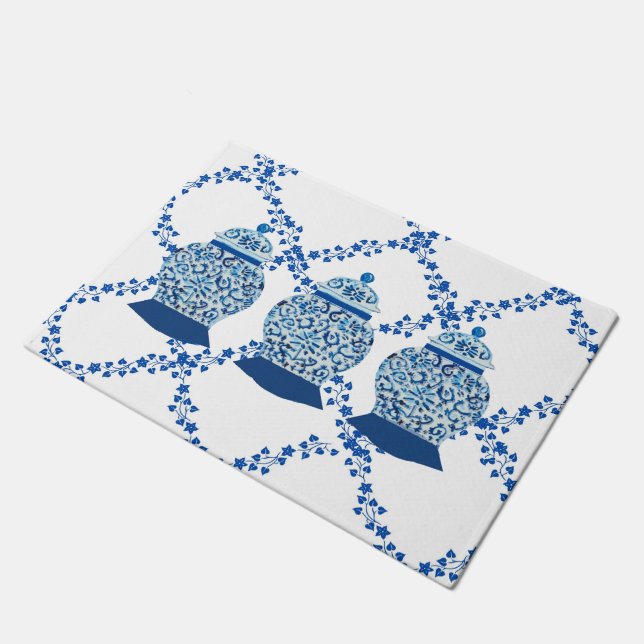 Paillasson Bleu Ivy Ginger Jar Jars Jeter Oreiller (Incliné)