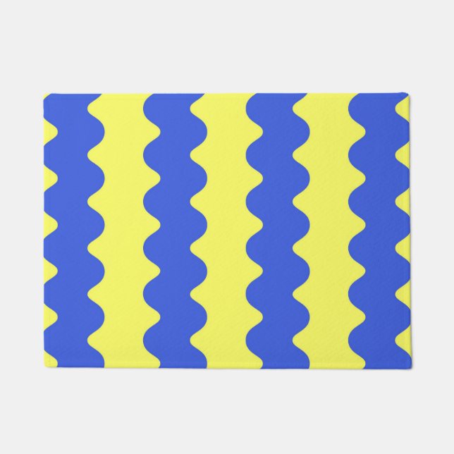 Paillasson Bleu Lime Wavy Stripe Bold Entryway Accent (Devant)